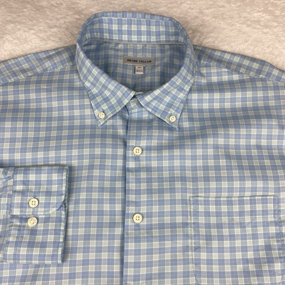 Peter Millar Other - Peter Millar Shirt Mens XL Blue/Green Checks Cotton/Nylon/Spandex Stretch